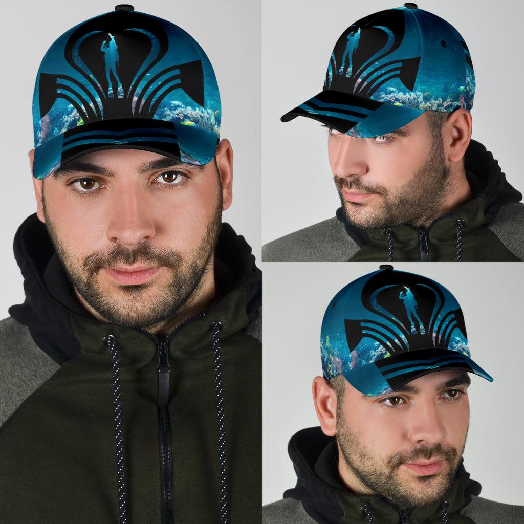 Scuba diving Classic Cap, Gift for Scuba Diving Lovers, Scuba Live Trucker Hats Custom Hats Gifts For Men & Women
