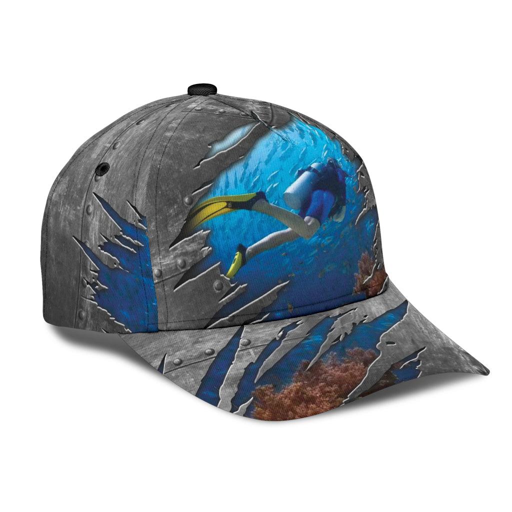 Scuba Diving Classic Cap, Gift for Scuba Diving Lovers, Scuba Live Trucker Hats Custom Hats Gifts For Men & Women