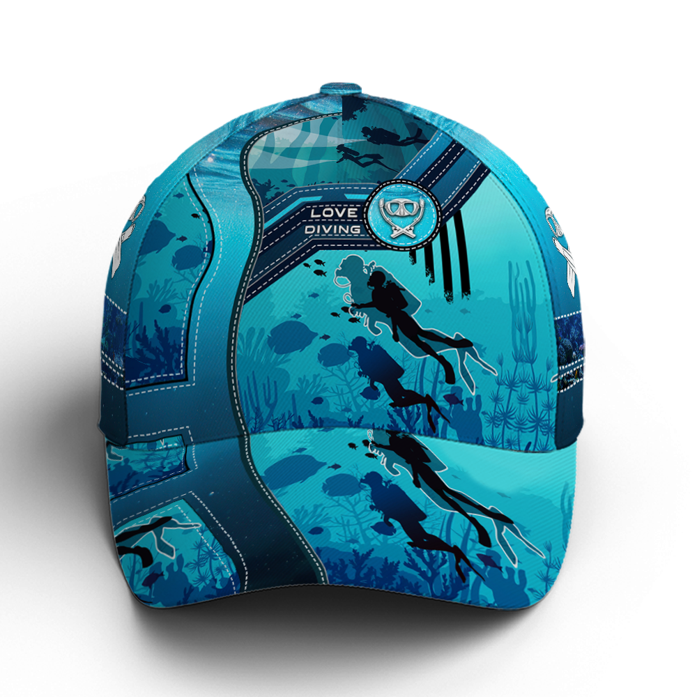 Scuba Diving Ocean Blue Baseball Cap Trucker Hats Custom Hats Gifts For Men & Women