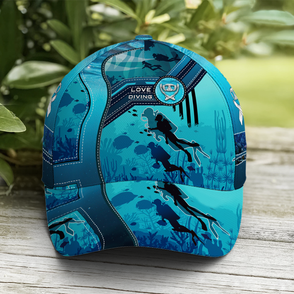 Scuba Diving Ocean Blue Baseball Cap Trucker Hats Custom Hats Gifts For Men & Women