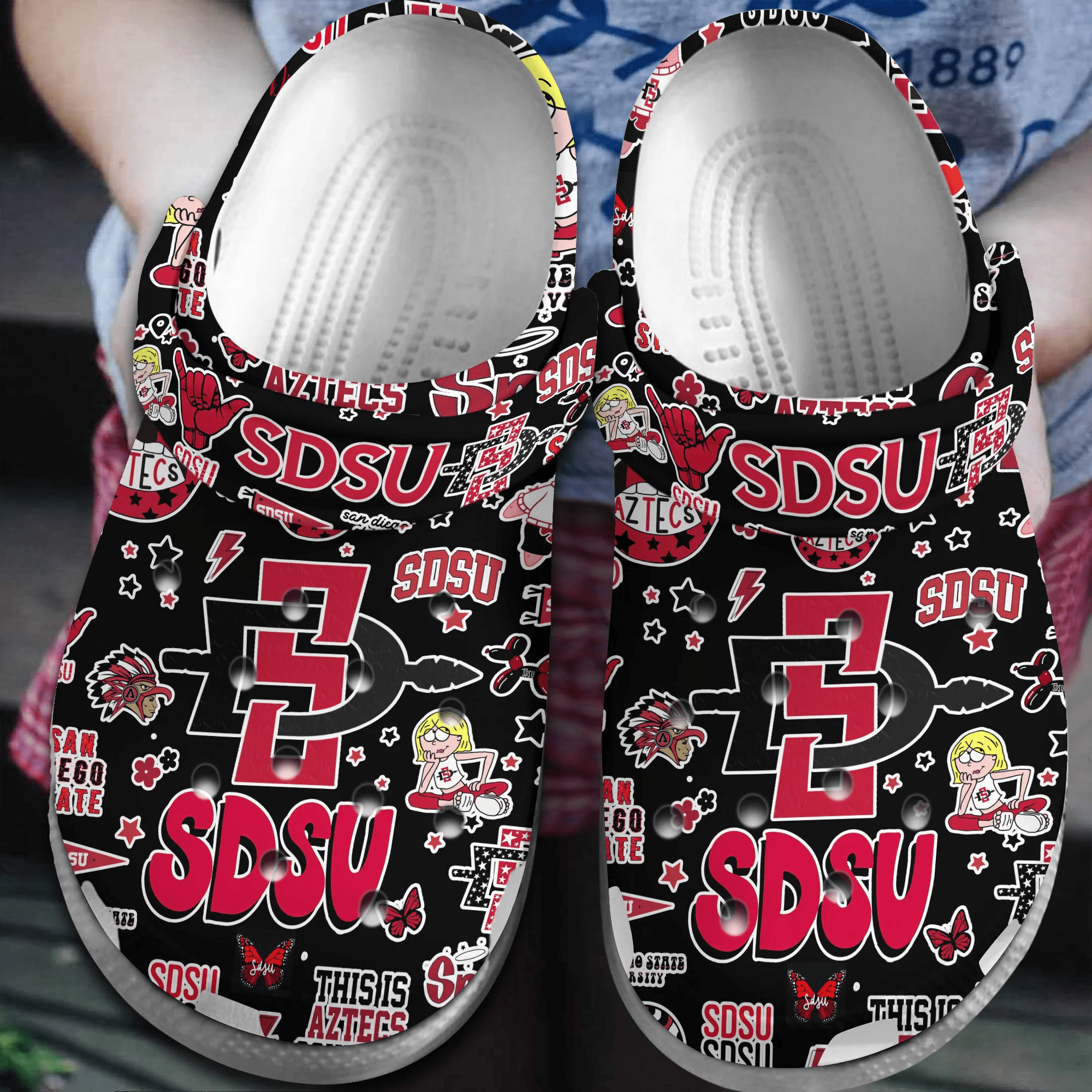 SDSU San Diego State Aztecs NCAA Sport Crocs Crocband Clogs Shoes Comfortable For Men Women and Kids