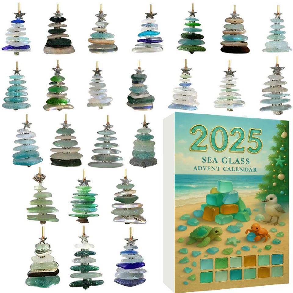 Sea Glass Advent Calendar 2025, 24 Day Sea Glass Figurines : Vintage Christmas Ornament Countdown