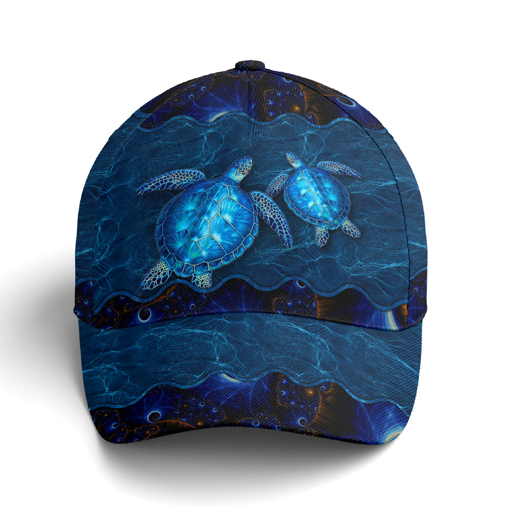 Sea Turtle In The Ocean Print Baseball Cap Trucker Hats Custom Hats Gifts For Men & Women