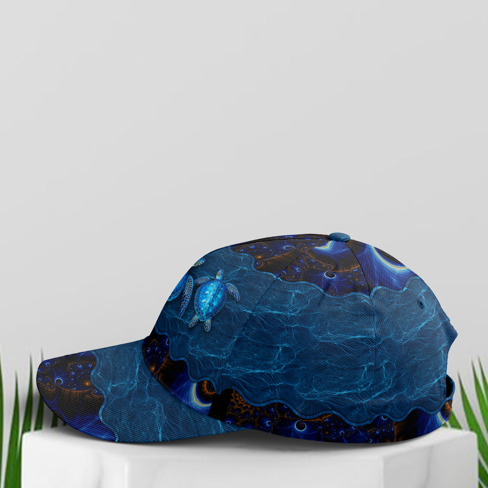 Sea Turtle In The Ocean Print Baseball Cap Trucker Hats Custom Hats Gifts For Men & Women