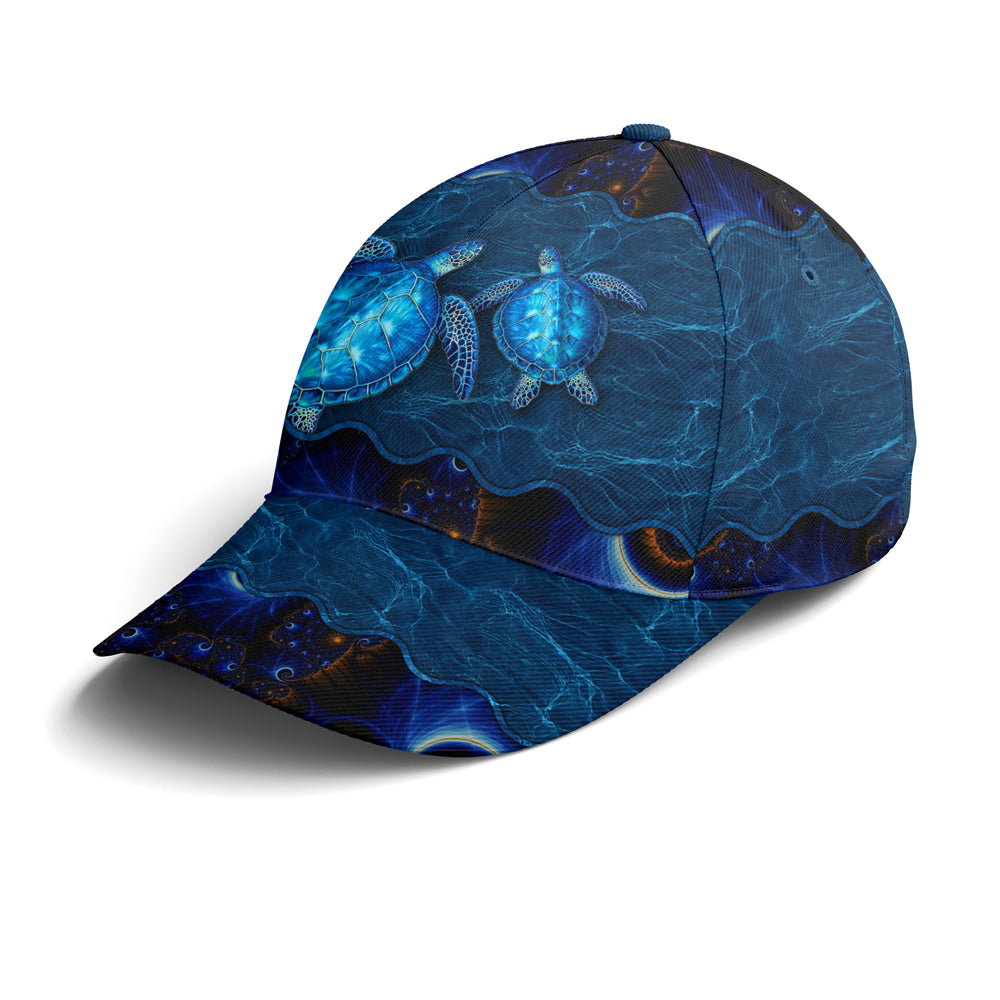Sea Turtle In The Ocean Print Baseball Cap Trucker Hats Custom Hats Gifts For Men & Women