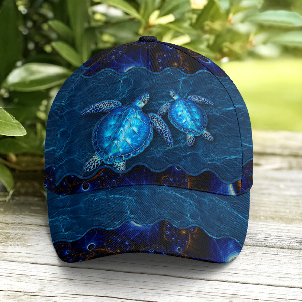 Sea Turtle In The Ocean Print Baseball Cap Trucker Hats Custom Hats Gifts For Men & Women