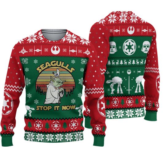 Seagulls Stop It Now 3D Sweater, Green Monster Ugly Christmas Sweater - Image 2