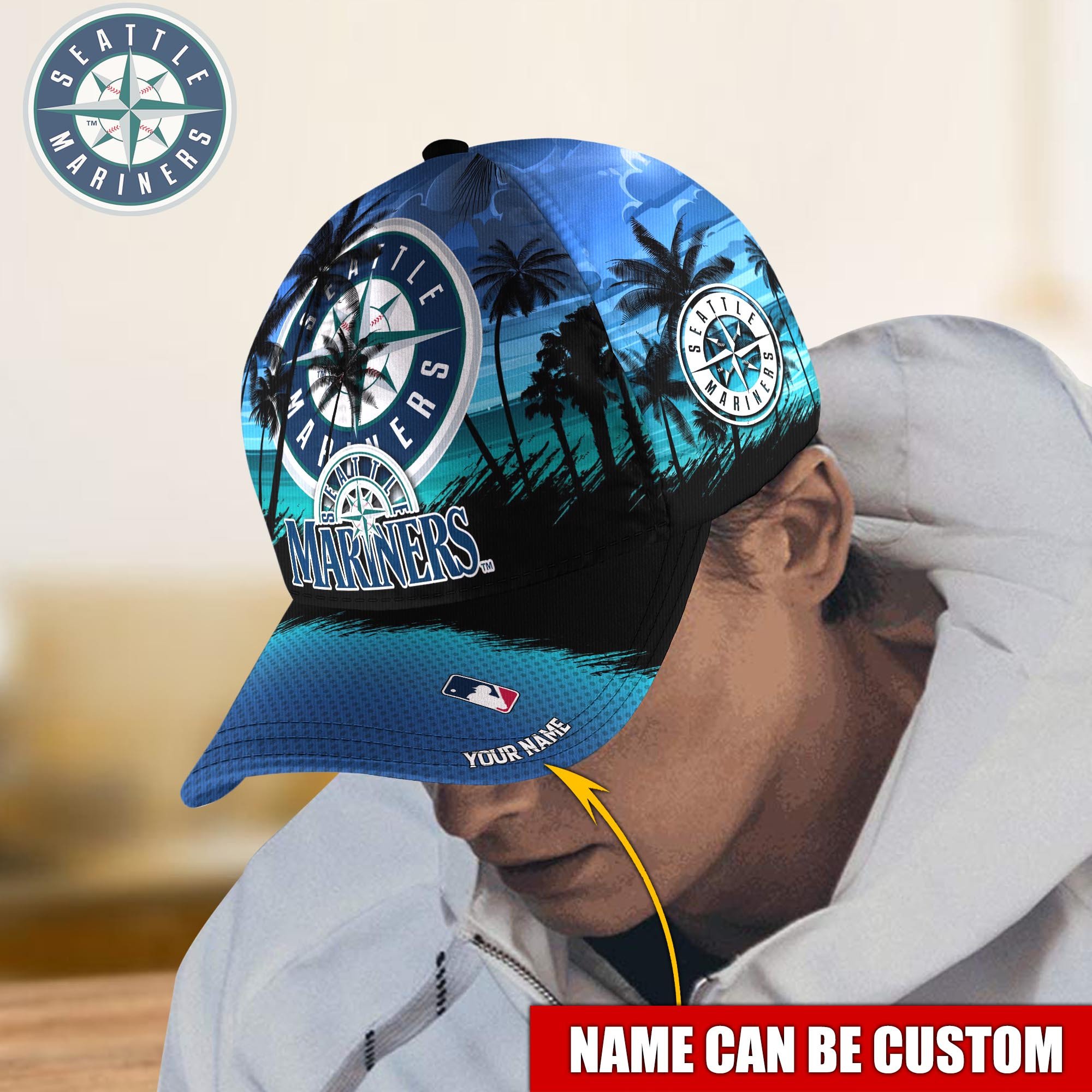 Seattle Mariners Custom Name Classic, Baseball Caps Trucker Hats Custom Hats Gifts For Men & Women