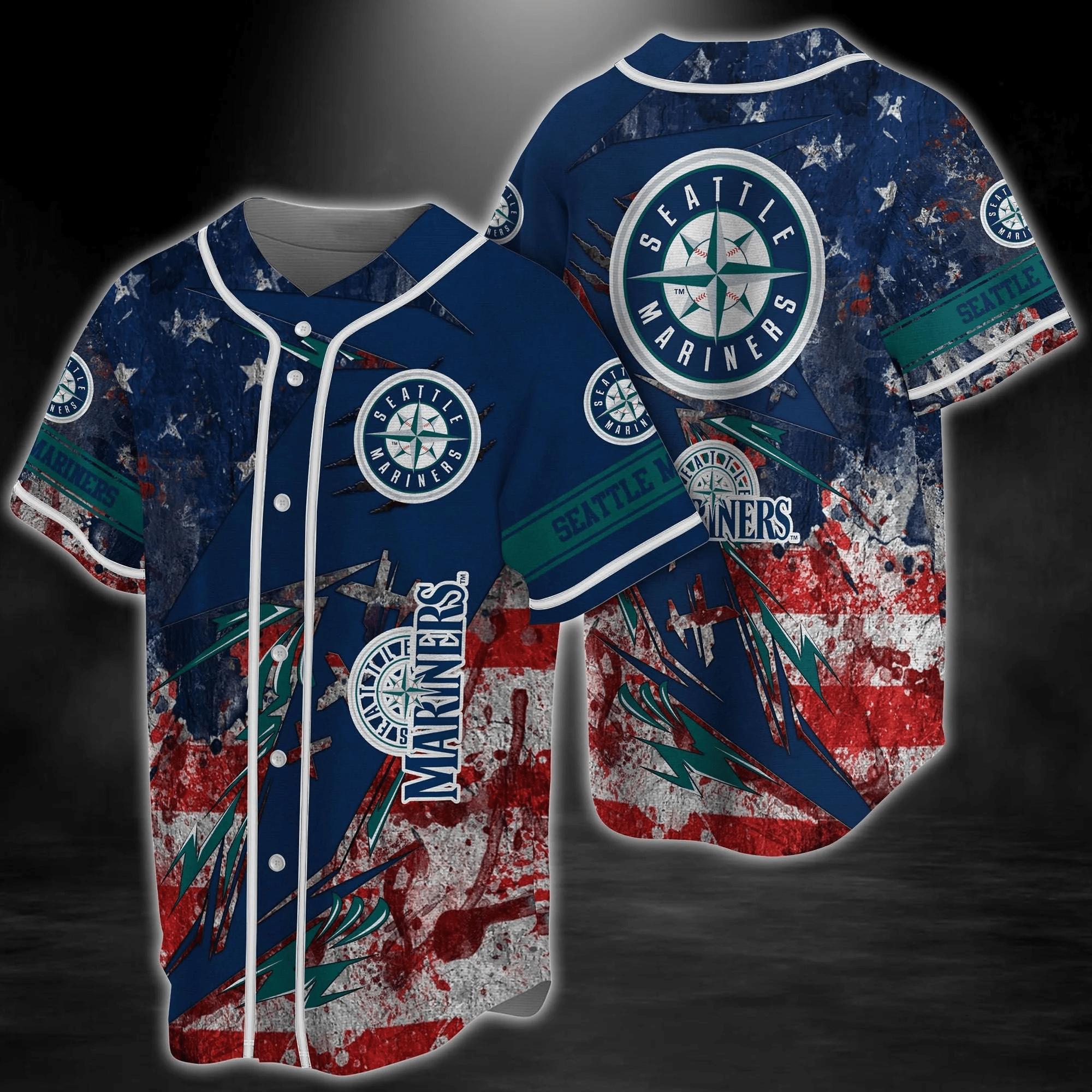 Seattle Mariners Mlb Baseball Jersey Shirt Us Flag
