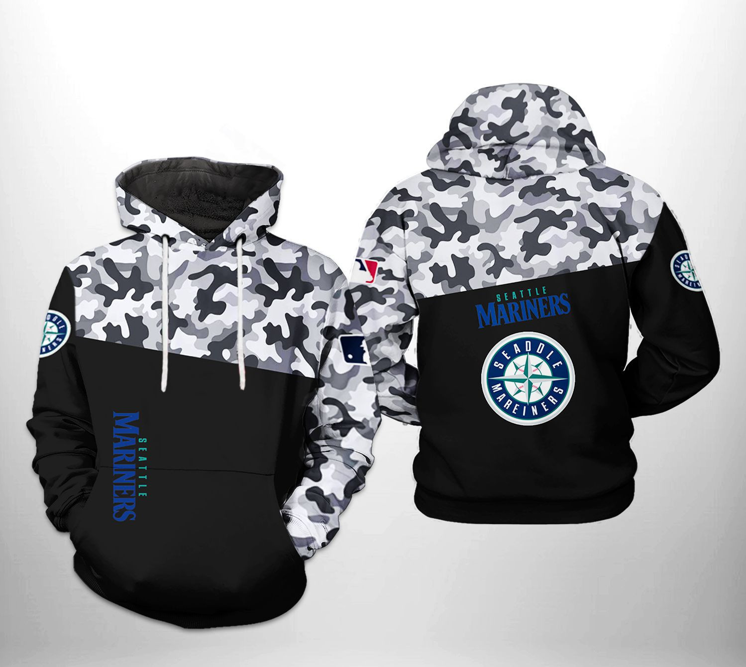 Seattle Mariners MLB Camo Veteran 3D All Over Print Hoodie, Zip Hoodie
