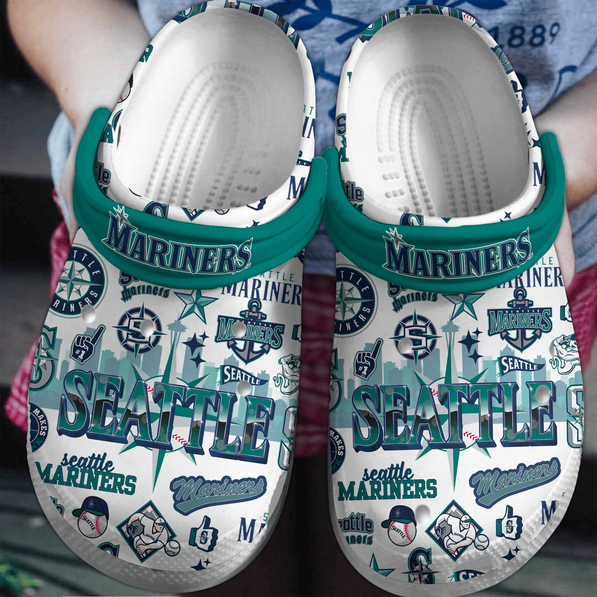 Seattle Mariners MLB Sport Crocs Crocband Clogs Shoes Comfortable For Men Women and Kids