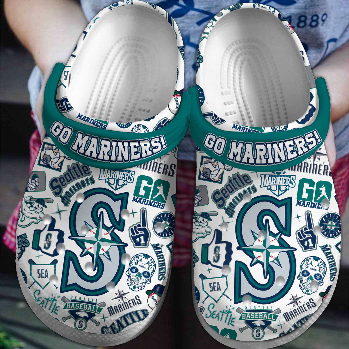 Seattle Mariners MLB Sport Crocs Crocband Clogs Shoes Comfortable For Men Women and Kids