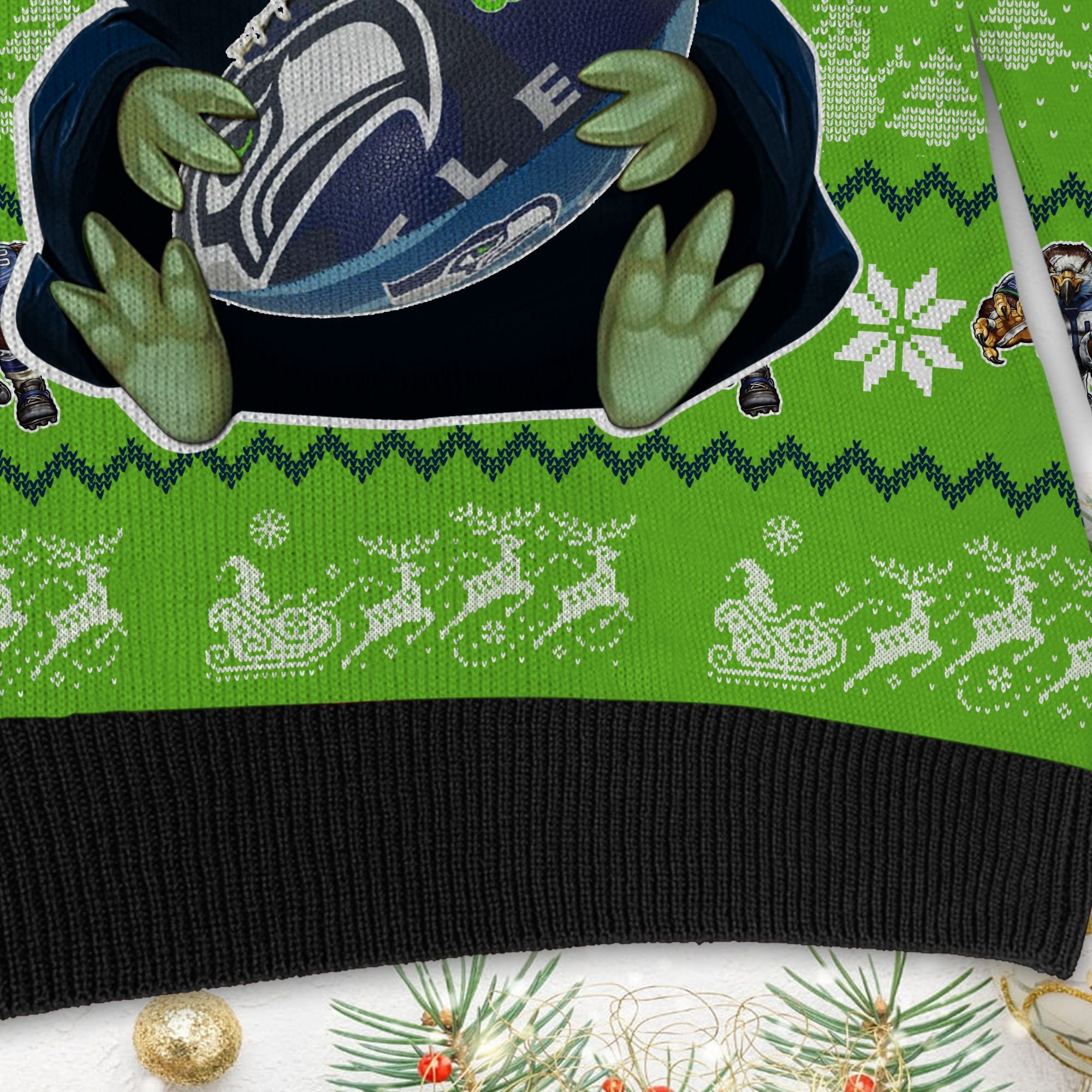 Seattle Seahawks Baby Yoda Shirt For American Football Fans Ugly Christmas Sweater Adult 3D Funny Matching for family - Image 5