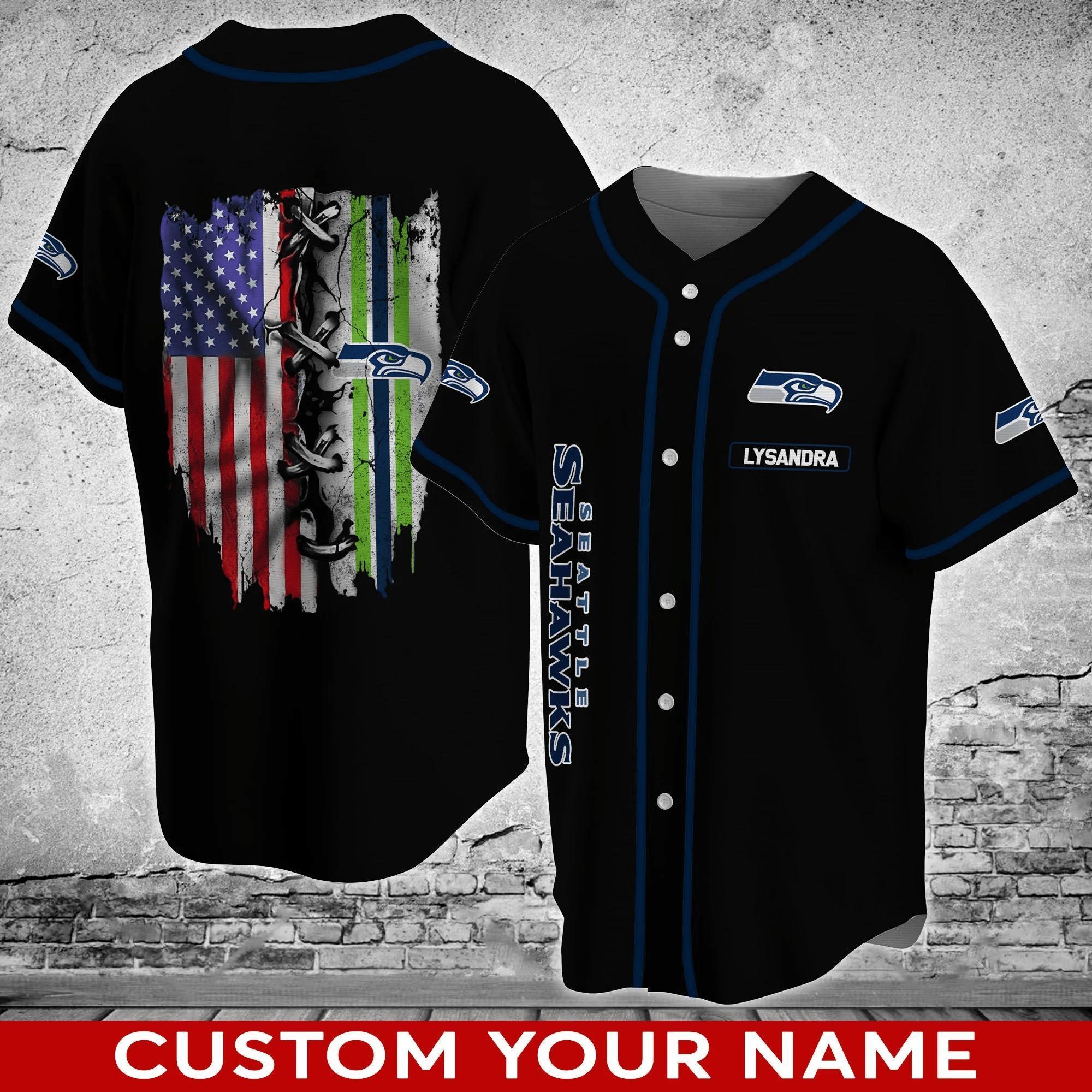 Seattle Seahawks Customizable NLF Baseball Jersey Shirt