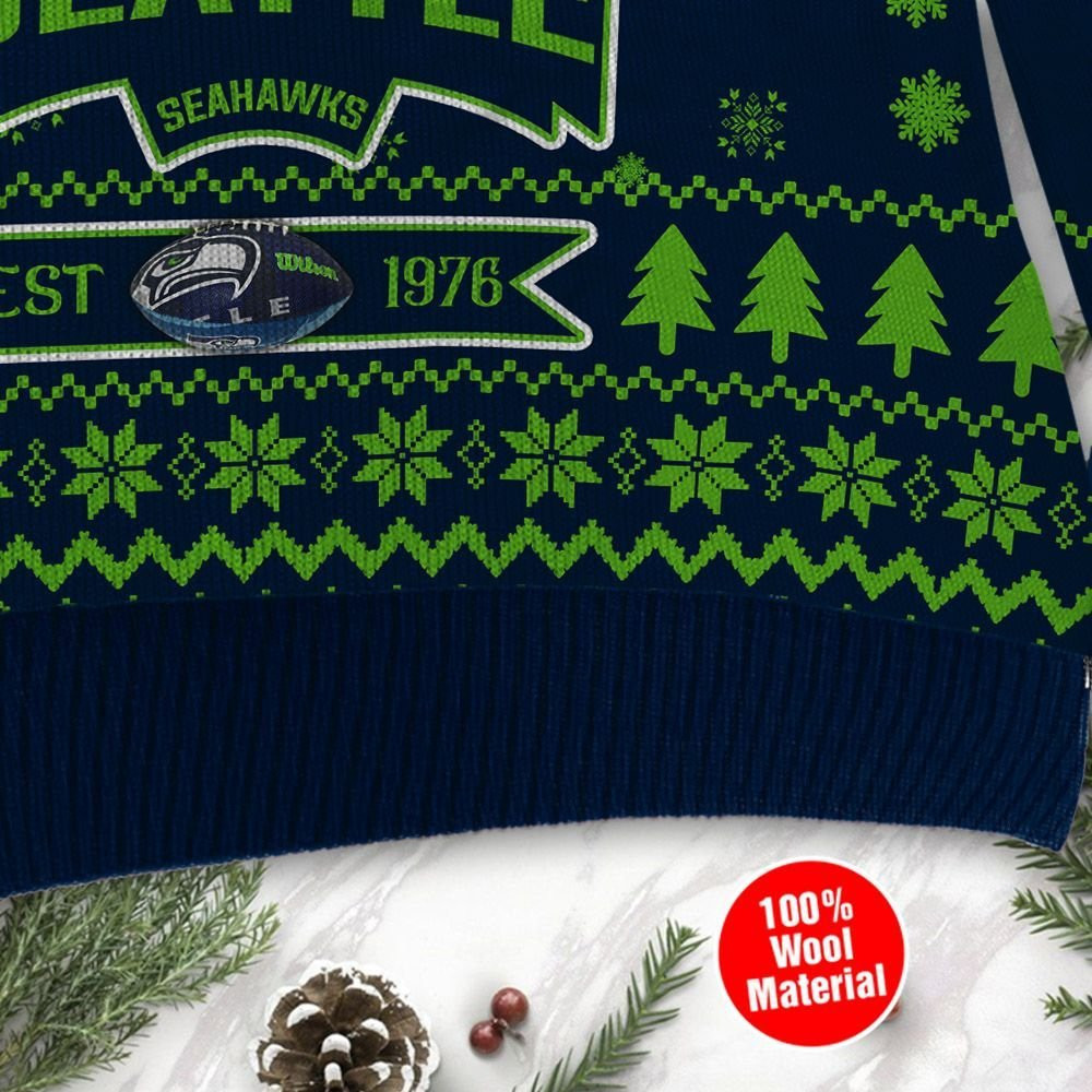 Seattle Seahawks Cute Baby Yoda Grogu Holiday Party Ugly Christmas Sweater Adult 3D Funny Matching for family - Image 4