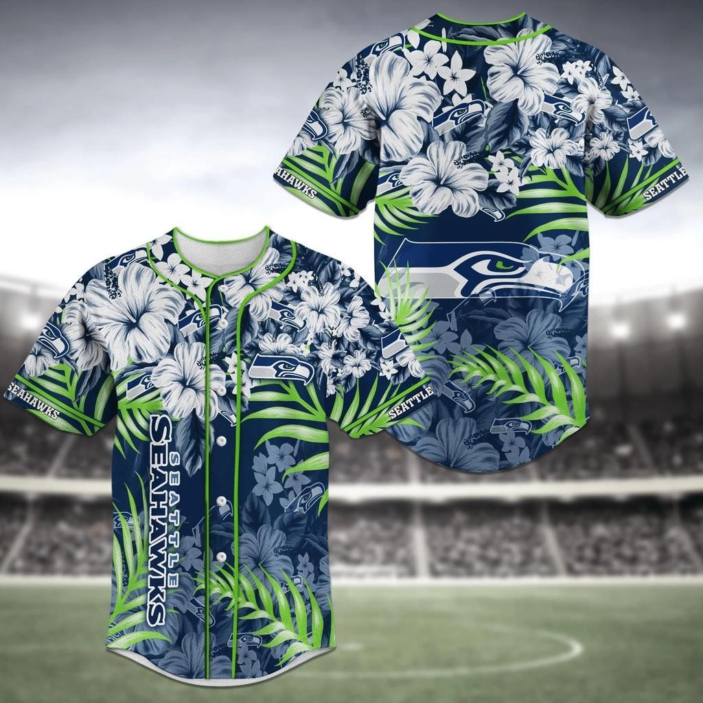 Seattle Seahawks Fan Baseball Jersey Shirt With Flower Design