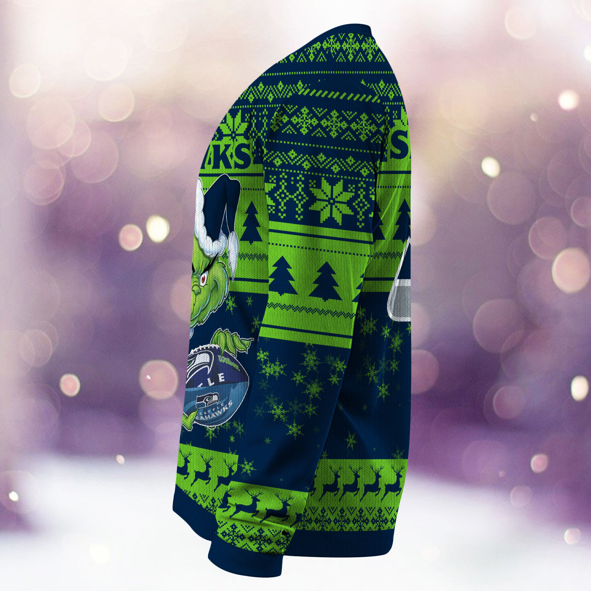 Seattle Seahawks Grinch Ugly Christmas Sweater Adult 3D Funny Matching for family - Image 4