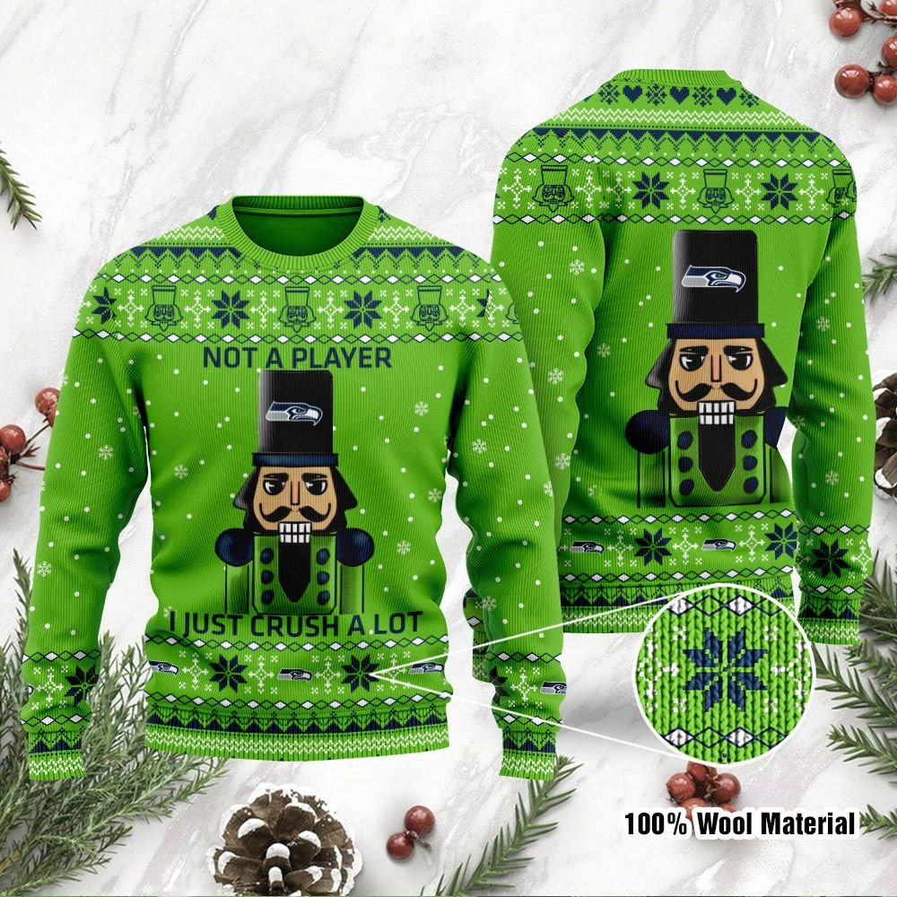 Seattle Seahawks I Am Not A Player I Just Crush Alot Ugly Christmas Sweater Adult 3D Funny Matching for family
