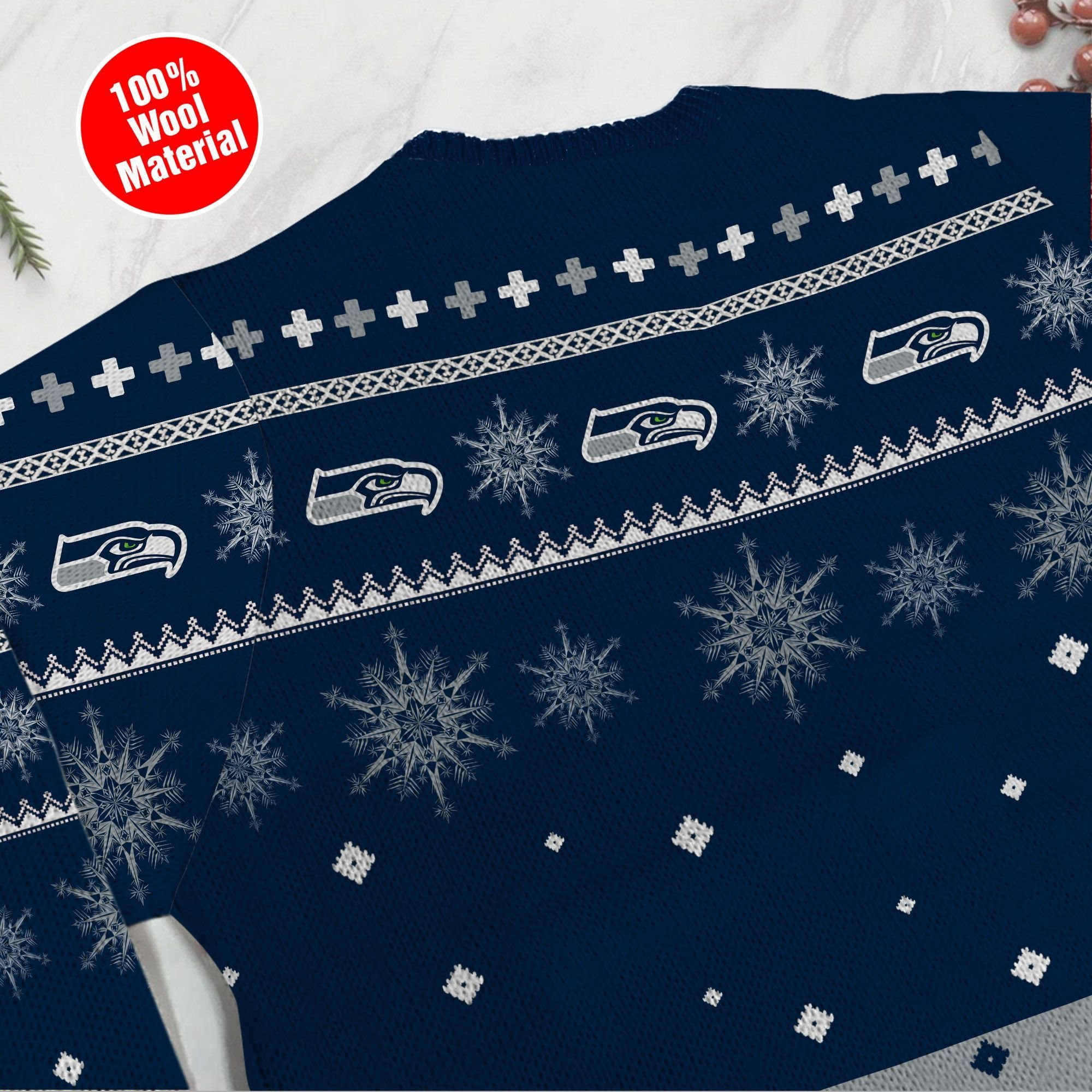 Seattle Seahawks Mickey Mouse Funny Ugly Christmas Sweater Adult 3D Funny Matching for family - Image 5
