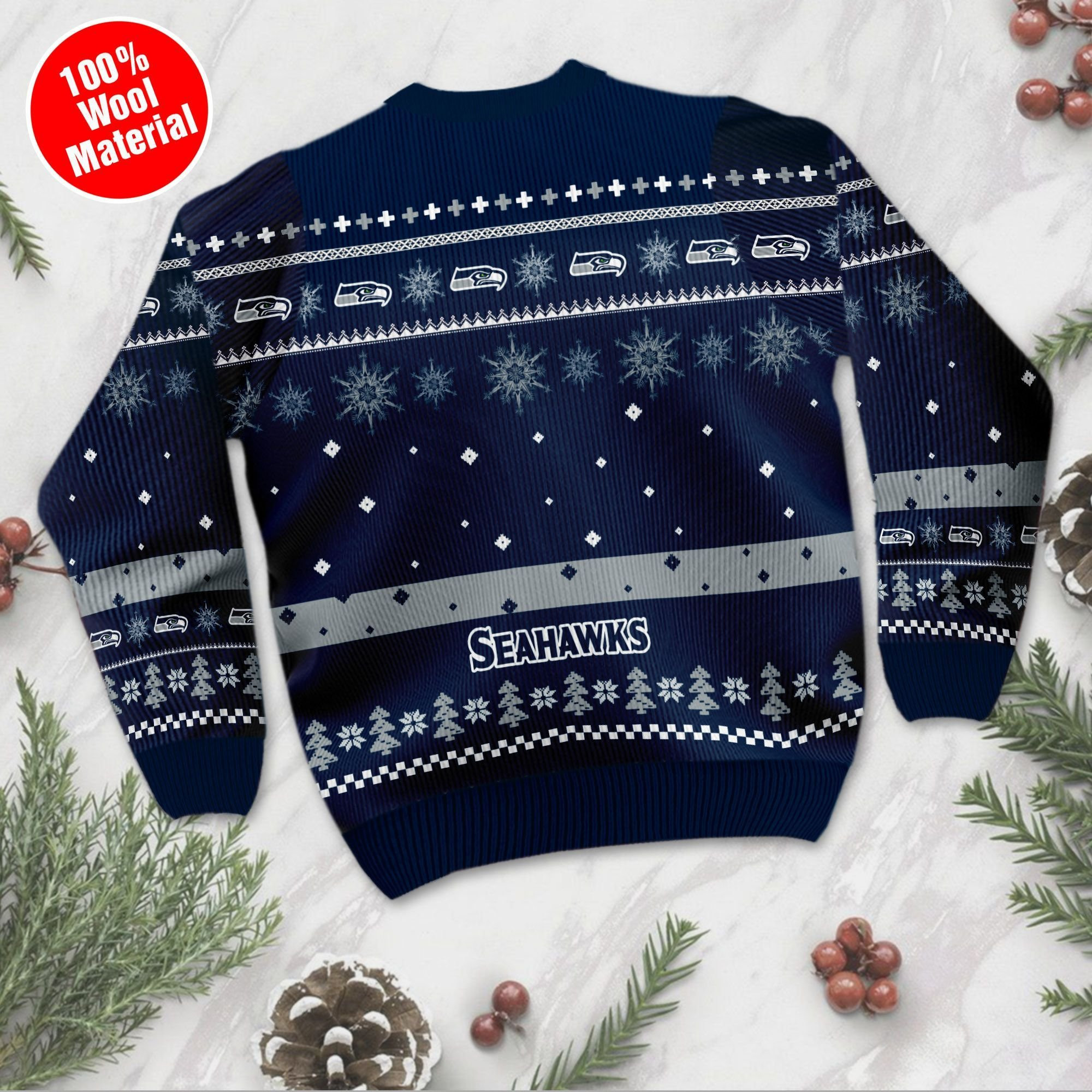 Seattle Seahawks Mickey Mouse Funny Ugly Christmas Sweater Adult 3D Funny Matching for family - Image 3