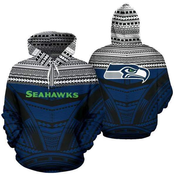 Seattle Seahawks Ncaa Football Maori Tattoo 3D All Over Print Hoodie, Zip Hoodie