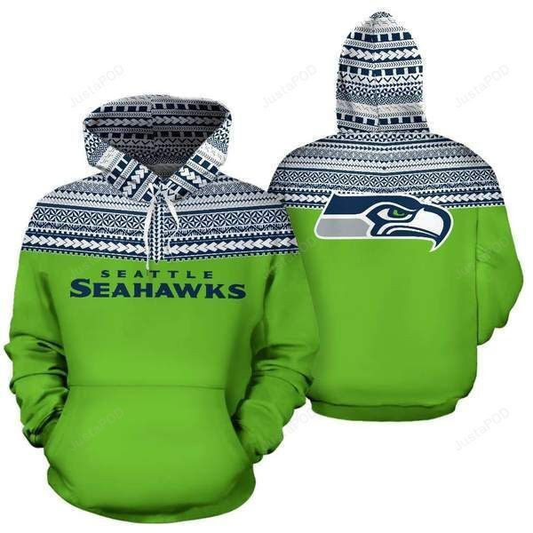 Seattle Seahawks Ncaa Football Maori Tattoo Neon Green 3D All Over Print Hoodie, Zip Hoodie
