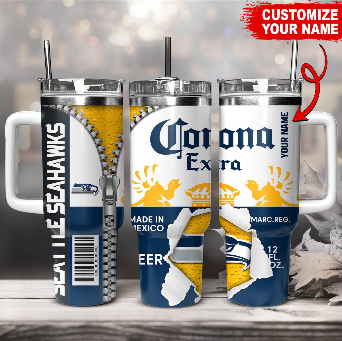 Seattle Seahawks NFL Corona Extra Custom Stanley Cup 40 oz 30 oz Tumbler With HandleTVC230169