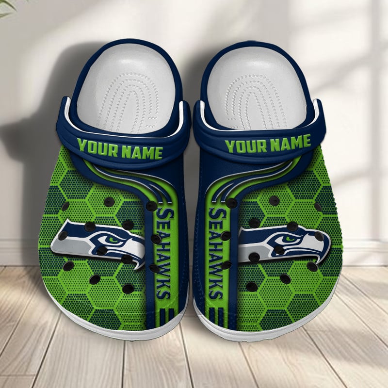 Seattle Seahawks NFL Crocs Crocband Clogs Shoes Comfortable For Men Women and Kids