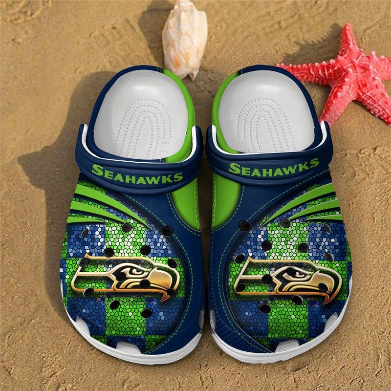 Seattle Seahawks NFL Crocs Crocband Clogs Shoes Comfortable For Men Women and Kids