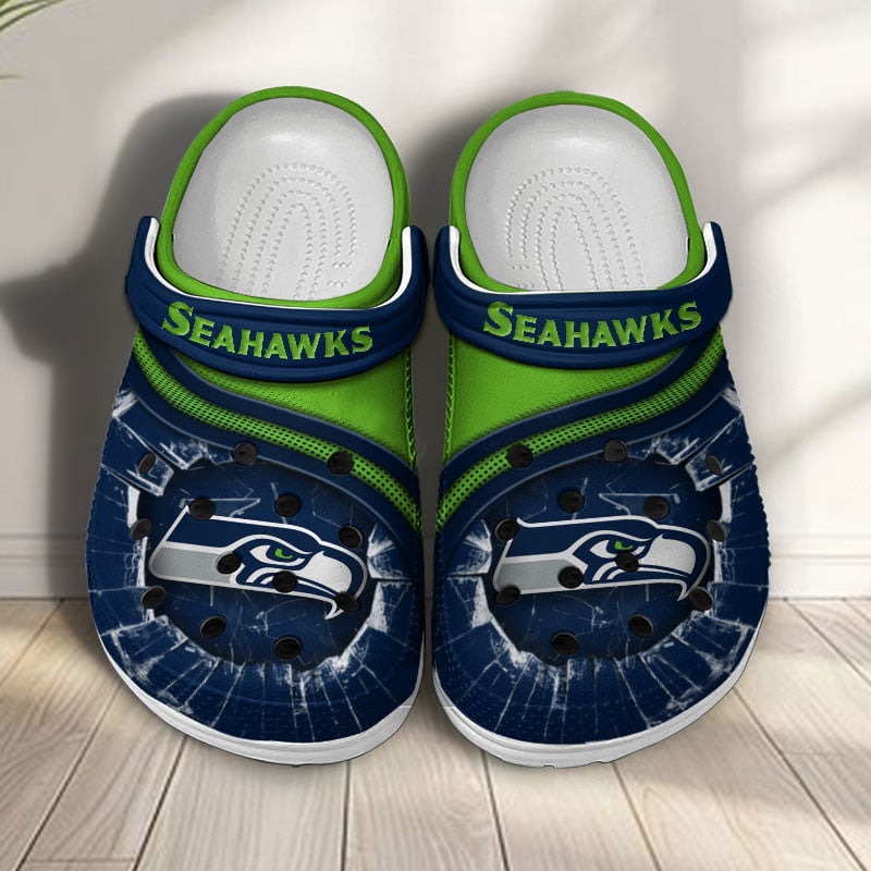 Seattle Seahawks NFL Crocs Crocband Clogs Shoes Comfortable For Men Women and Kids