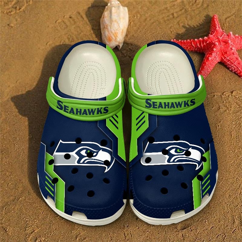 Seattle Seahawks NFL Crocs Crocband Clogs Shoes Comfortable For Men Women and Kids