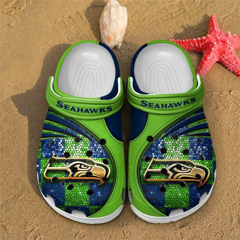 Seattle Seahawks NFL Crocs Crocband Clogs Shoes Comfortable For Men Women and Kids