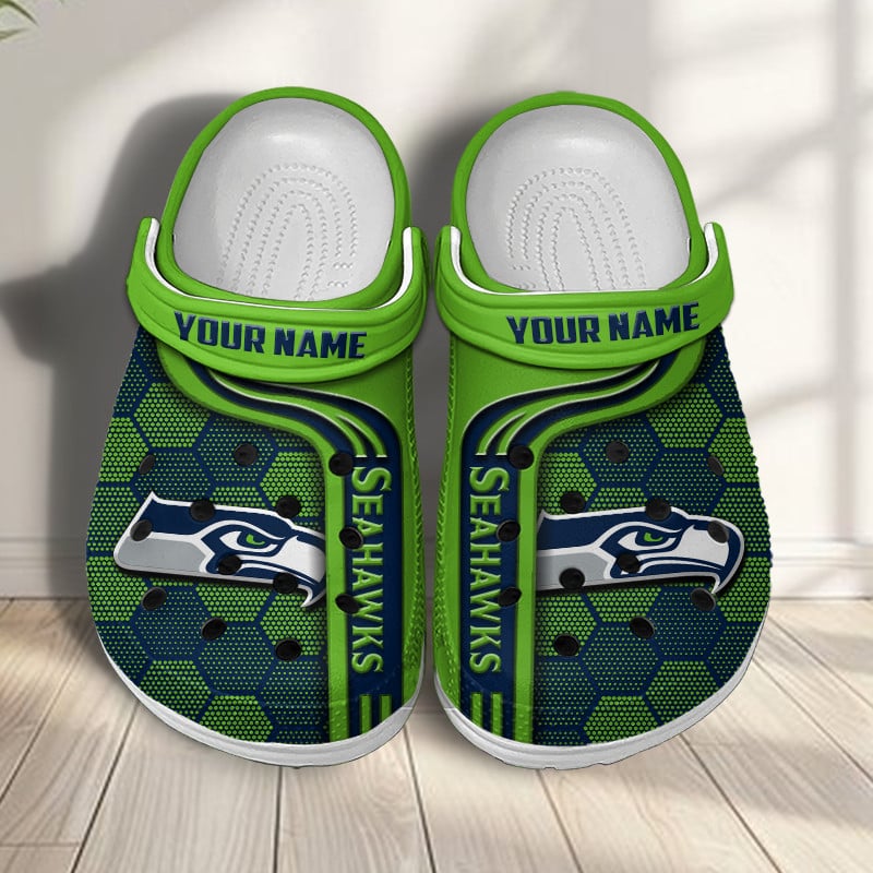 Seattle Seahawks NFL Crocs Crocband Clogs Shoes Comfortable For Men Women and Kids