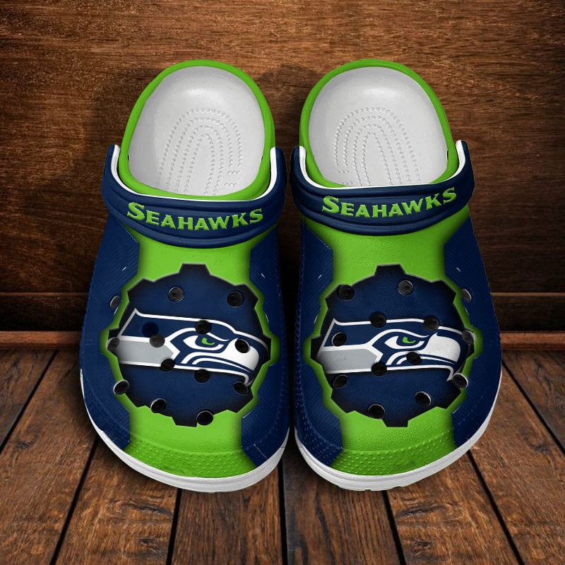 Seattle Seahawks NFL Crocs Crocband Clogs Shoes Comfortable For Men Women and Kids