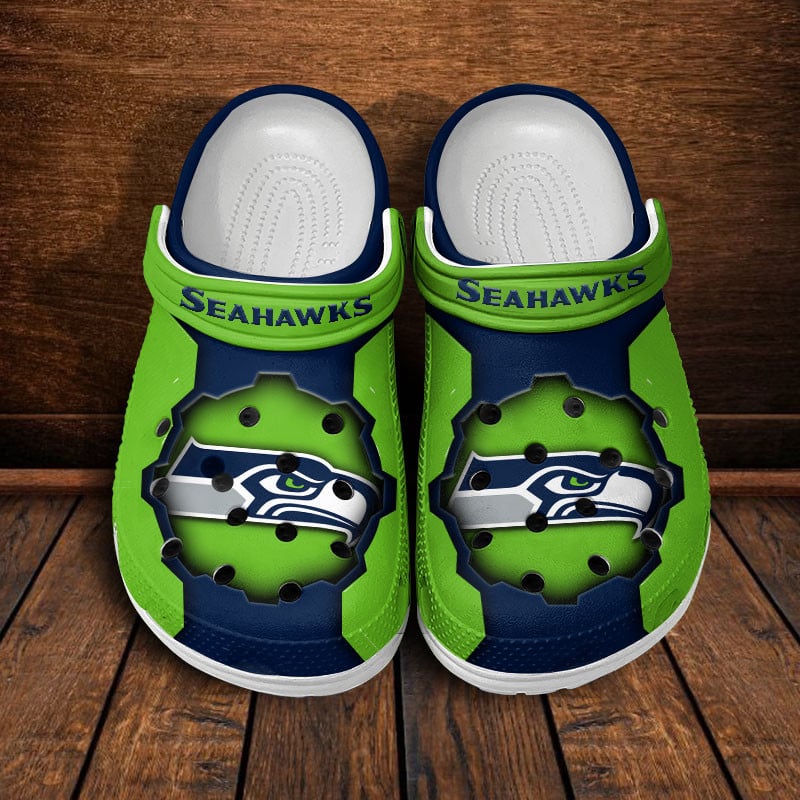 Seattle Seahawks NFL Crocs Crocband Clogs Shoes Comfortable For Men Women and Kids