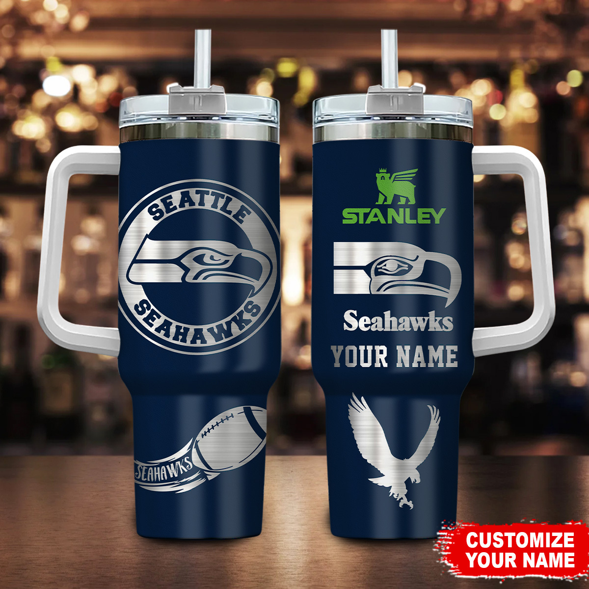 Seattle Seahawks NFL Custom Stanley Cup 40 oz 30 oz Tumbler With HandleTVC230179