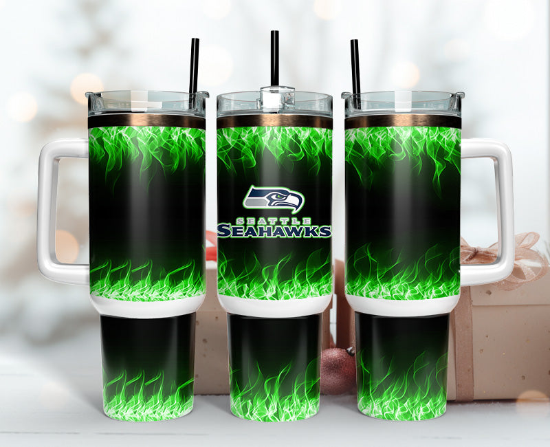 Seattle Seahawks NFL Fire Effect Custom Stanley Cup 40 oz 30 oz Tumbler With HandleTVC2301140