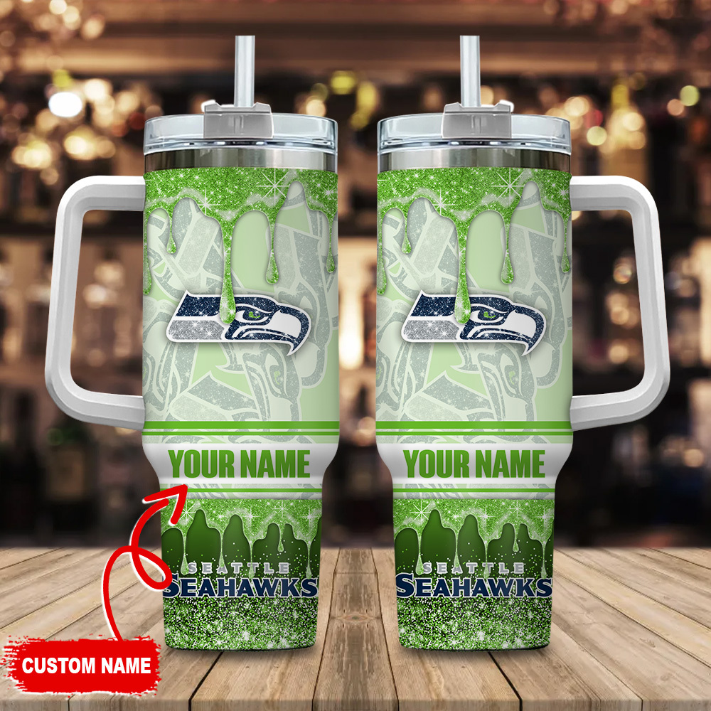 Seattle Seahawks NFL Glitter Custom Stanley Cup 40 oz 30 oz Tumbler With HandleTVC230144