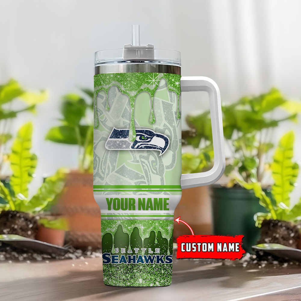 Seattle Seahawks NFL Glitter Custom Stanley Cup 40 oz 30 oz Tumbler With HandleTVC230144 - Image 2