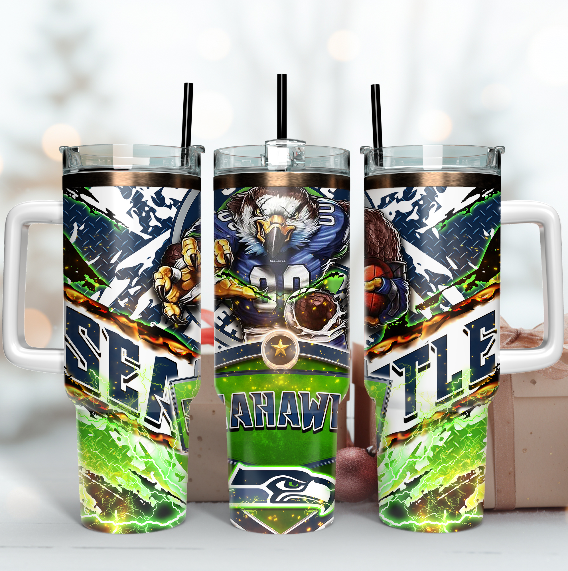 Seattle Seahawks NFL Mascot Custom Stanley Cup 40 oz 30 oz Tumbler With HandleTVC2301166