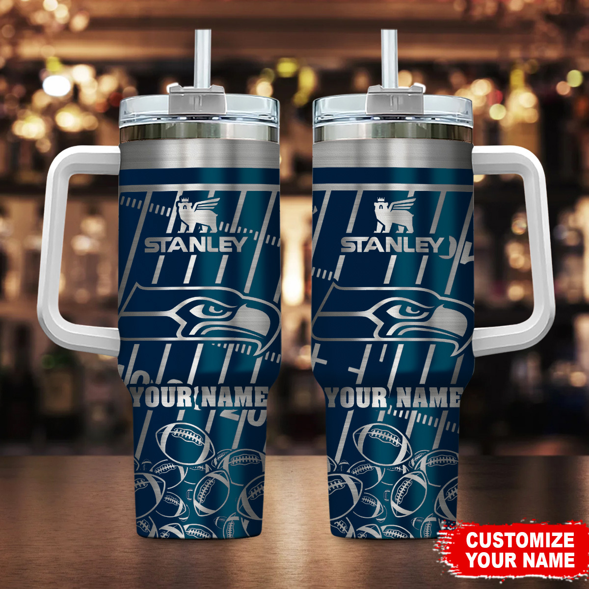Seattle Seahawks NFL Silver Custom Stanley Cup 40 oz 30 oz Tumbler With HandleTVC2301105