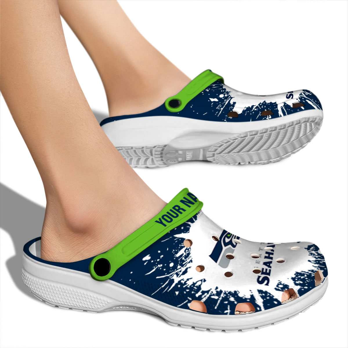 Seattle Seahawks NFL Sport Crocs Crocband Clogs Shoes Comfortable For Men Women and Kids - Image 2