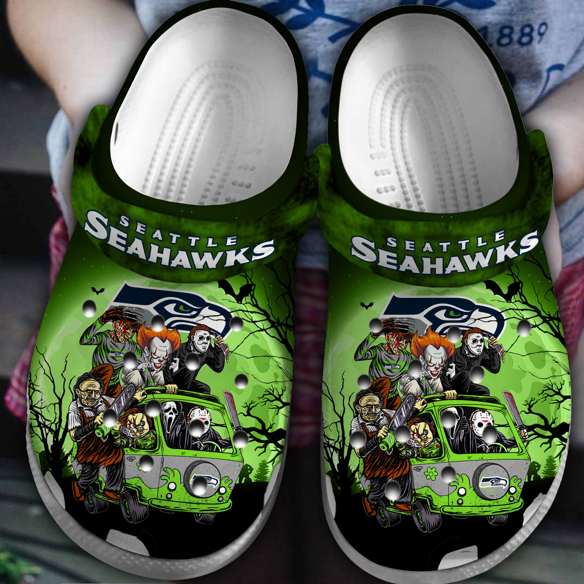 Seattle Seahawks NFL Sport Crocs Crocband Clogs Shoes Comfortable For Men Women and Kids