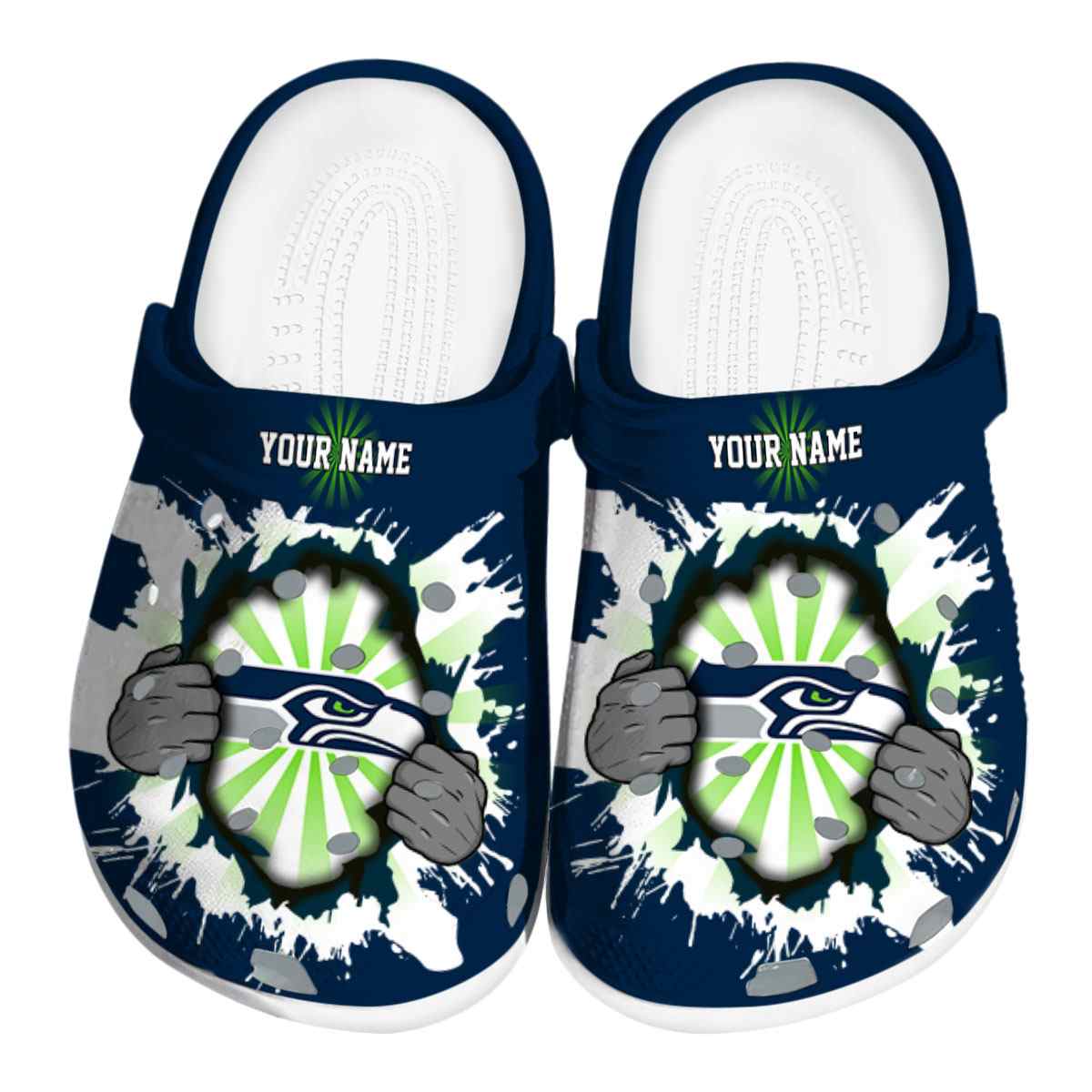 Seattle Seahawks NFL Sport Crocs Crocband Clogs Shoes Comfortable For Men Women and Kids