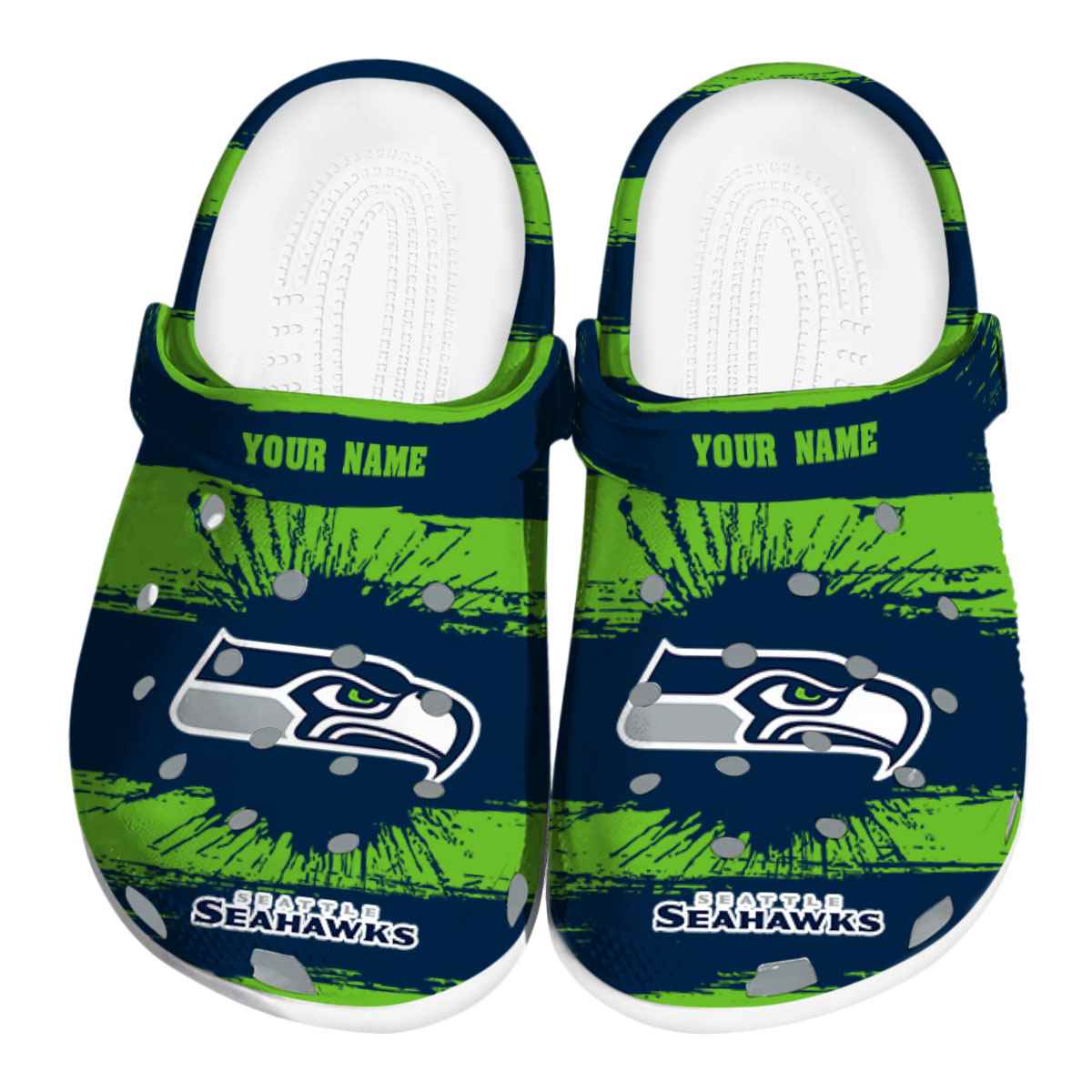 Seattle Seahawks NFL Sport Crocs Crocband Clogs Shoes Comfortable For Men Women and Kids