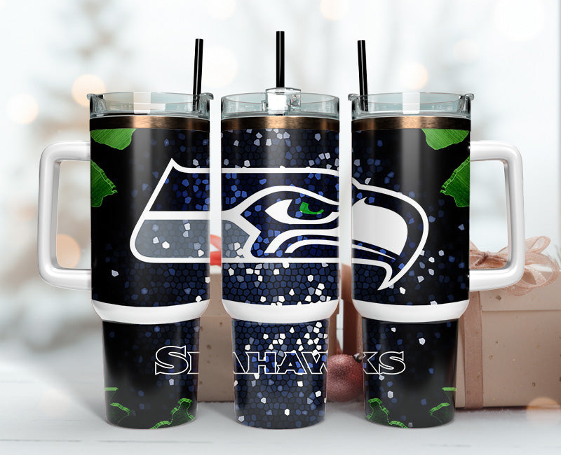 Seattle Seahawks NFL Stained Glass Effect Custom Stanley Cup 40 oz 30 oz Tumbler With HandleTVC2301140