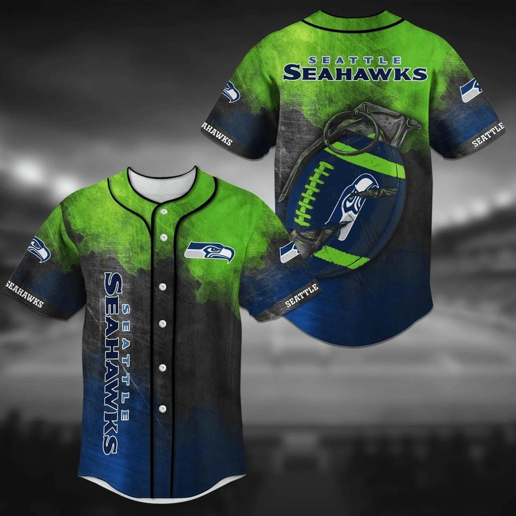 Seattle Seahawks NLF Baseball Jersey Shirt Unique Grenade Design