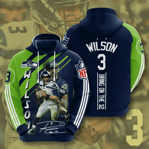 Seattle Seahawks Russell Wilson 3D All Over Print Hoodie, Zip Hoodie
