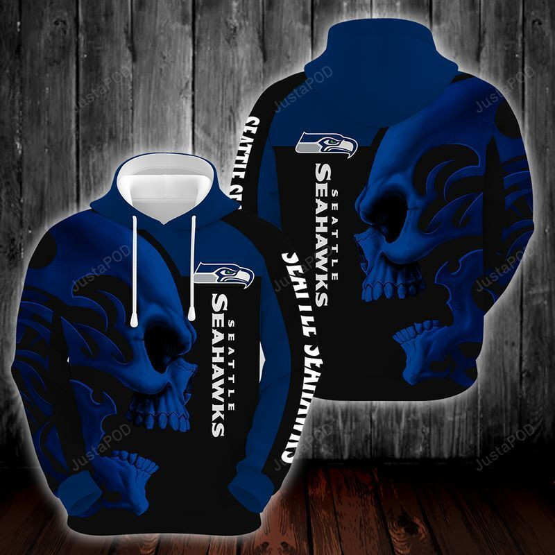Seattle Seahawks Skull 3D All Over Print Hoodie, Zip Hoodie
