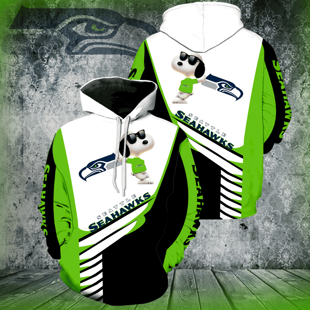 Seattle Seahawks Snoopy 3D All Over Print Hoodie, Zip Hoodie